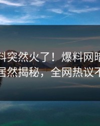 最新猛料突然火了！爆料网暗网当事人居然揭秘，全网热议不断