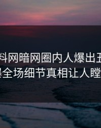 昨晚爆料网暗网圈内人爆出丑闻，引爆全场细节真相让人瞠目