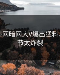 实时爆料网暗网大V爆出猛料，揭秘细节太炸裂