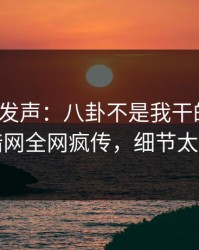 大V深夜发声：八卦不是我干的！爆料网暗网全网疯传，细节太炸裂