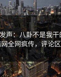 大V深夜发声：八卦不是我干的！爆料网暗网全网疯传，评论区炸了