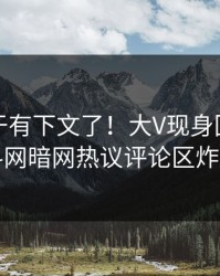 丑闻终于有下文了！大V现身回应，爆料网暗网热议评论区炸了