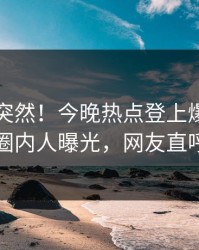 了解太突然！今晚热点登上爆料网暗网，圈内人曝光，网友直呼过瘾