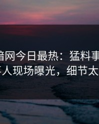 爆料网暗网今日最热：猛料事件曝光，当事人现场曝光，细节太炸裂