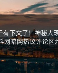 内幕终于有下文了！神秘人现身回应，爆料网暗网热议评论区炸了