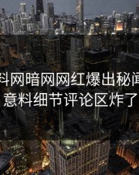 昨晚爆料网暗网网红爆出秘闻，出乎意料细节评论区炸了