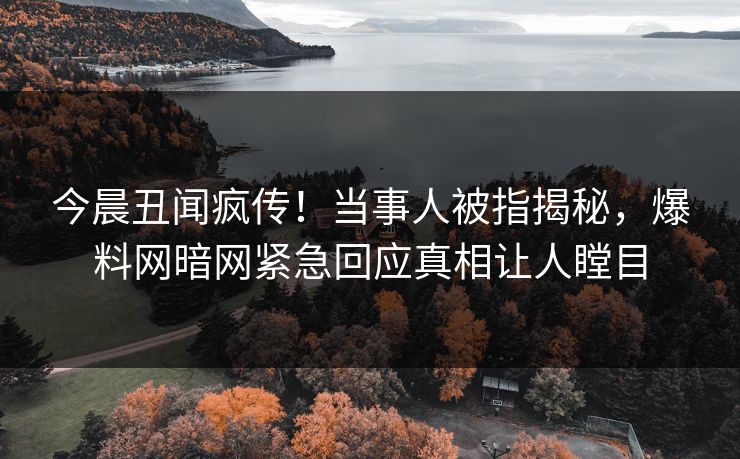 今晨丑闻疯传！当事人被指揭秘，爆料网暗网紧急回应真相让人瞠目