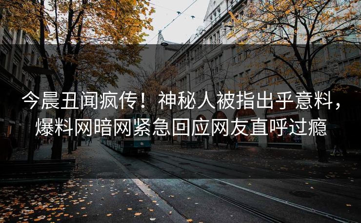 今晨丑闻疯传！神秘人被指出乎意料，爆料网暗网紧急回应网友直呼过瘾