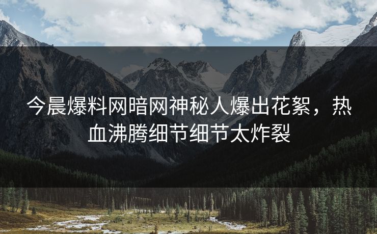 今晨爆料网暗网神秘人爆出花絮，热血沸腾细节细节太炸裂