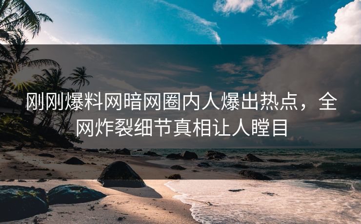 刚刚爆料网暗网圈内人爆出热点，全网炸裂细节真相让人瞠目