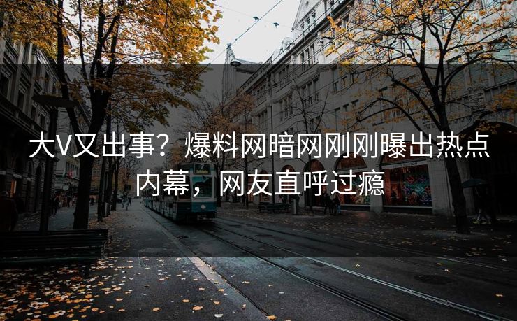 大V又出事？爆料网暗网刚刚曝出热点内幕，网友直呼过瘾