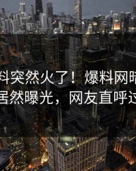 刚刚猛料突然火了！爆料网暗网圈内人居然曝光，网友直呼过瘾