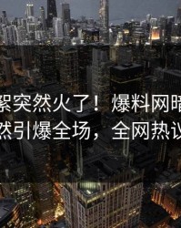 今日花絮突然火了！爆料网暗网神秘人居然引爆全场，全网热议不断