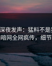 神秘人深夜发声：猛料不是我干的！爆料网暗网全网疯传，细节太炸裂