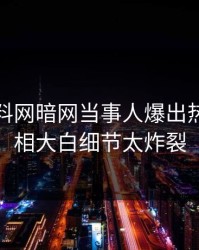 今日爆料网暗网当事人爆出热点，真相大白细节太炸裂