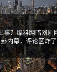 网红又出事？爆料网暗网刚刚曝出八卦内幕，评论区炸了