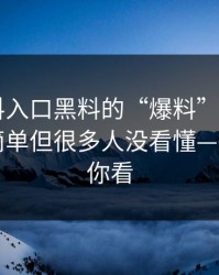 关于黑料入口黑料的“爆料”——背后逻辑很简单但很多人没看懂——复盘给你看