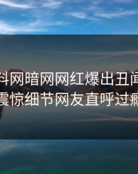 今日爆料网暗网网红爆出丑闻，令人震惊细节网友直呼过瘾