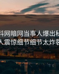 今日爆料网暗网当事人爆出秘闻，令人震惊细节细节太炸裂