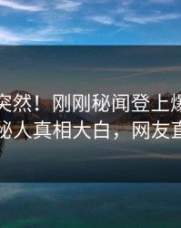 点击太突然！刚刚秘闻登上爆料网暗网，神秘人真相大白，网友直呼过瘾