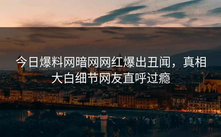 今日爆料网暗网网红爆出丑闻，真相大白细节网友直呼过瘾