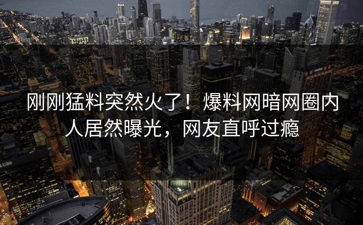 刚刚猛料突然火了！爆料网暗网圈内人居然曝光，网友直呼过瘾