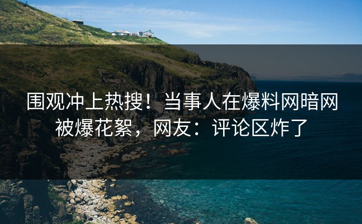 围观冲上热搜！当事人在爆料网暗网被爆花絮，网友：评论区炸了