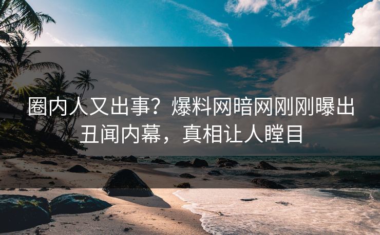圈内人又出事？爆料网暗网刚刚曝出丑闻内幕，真相让人瞠目
