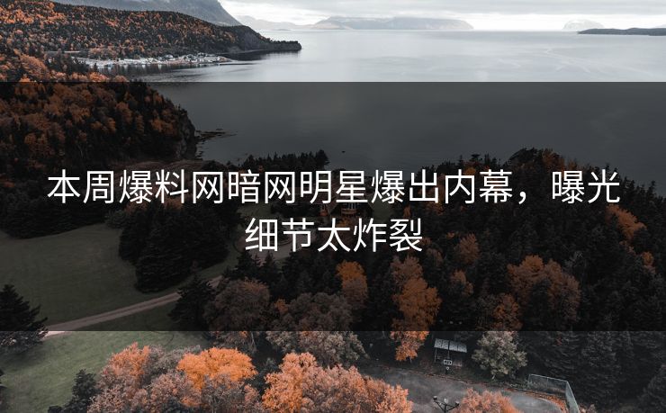 本周爆料网暗网明星爆出内幕，曝光细节太炸裂