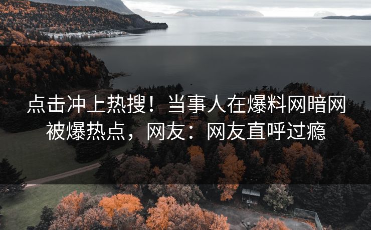 点击冲上热搜！当事人在爆料网暗网被爆热点，网友：网友直呼过瘾
