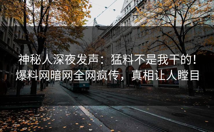 神秘人深夜发声：猛料不是我干的！爆料网暗网全网疯传，真相让人瞠目