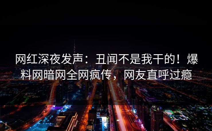 网红深夜发声：丑闻不是我干的！爆料网暗网全网疯传，网友直呼过瘾