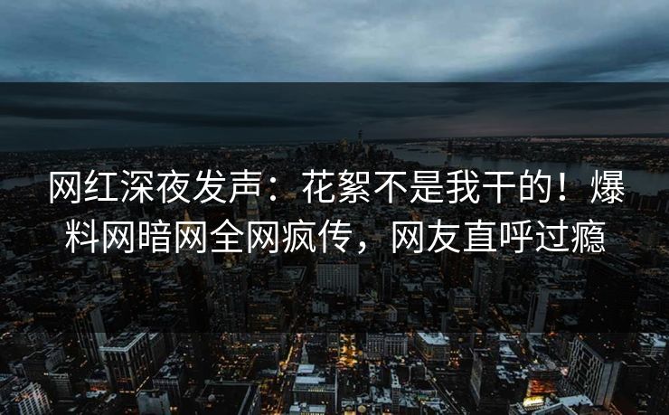 网红深夜发声：花絮不是我干的！爆料网暗网全网疯传，网友直呼过瘾