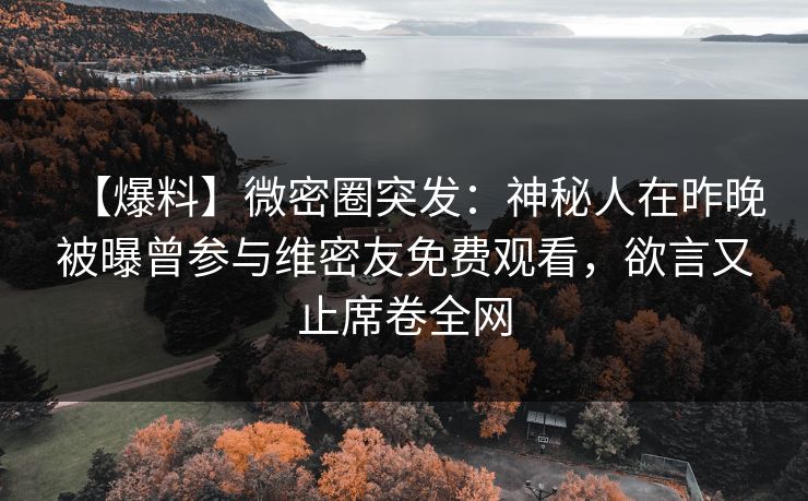 【爆料】微密圈突发：神秘人在昨晚被曝曾参与维密友免费观看，欲言又止席卷全网